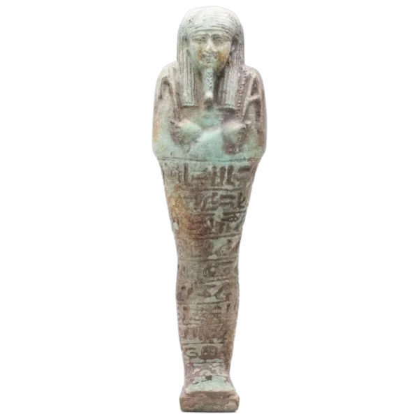 Ancient Egypt 672-525 BC. 26th Dynasty Ushabti Of A Worker In Blue Green Glazed Faience